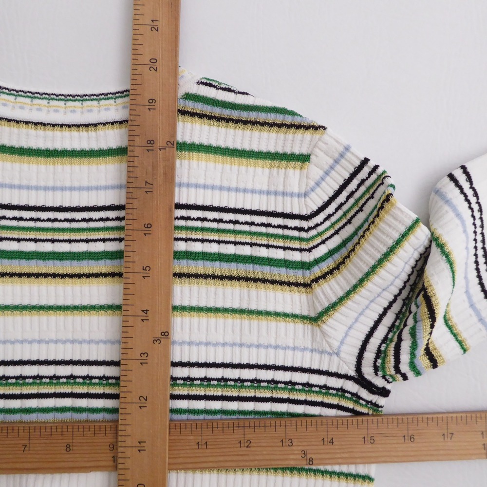 Veronica Beard Womens Varia Cardigan White Multi Metallic Stripe Ribbed Knit XS - Picture 7 of 11